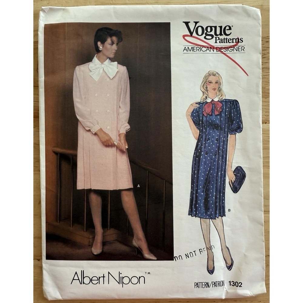 Vogue American Designer Albert Nipon Pattern 1302 Misses' Dress Size 14 Uncut FF